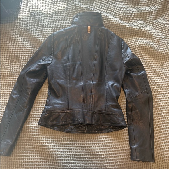 Women's Black Leather Jacket - Picture 3 of 6